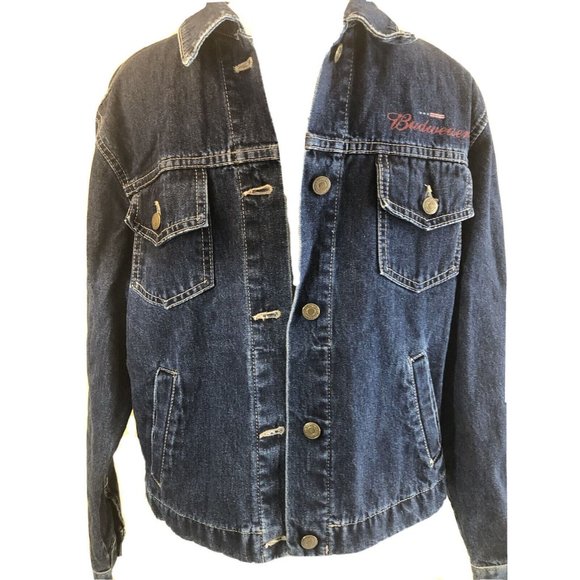 ID Wear Jackets & Coats Jean Jacket Large Budweiser Flag Womens Id